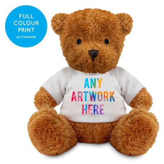 Promotional James II Golden Teddy Bear 18cm - Printed Soft Toys - Medium Soft Toy - Full Colour Print as standard